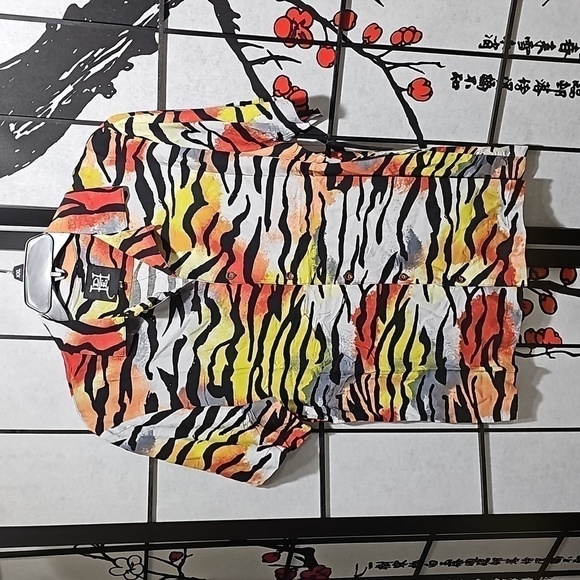 Ed Hardy Other - Ed Hardy Tiger‎ Striped Button Shirt Size Medium NWT